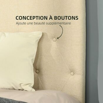 Tête de lit capitonnée - tête de lit rembourrée - dim. 150L x 120H cm - épaisseur 7 cm - MDF coton polyester beige 5