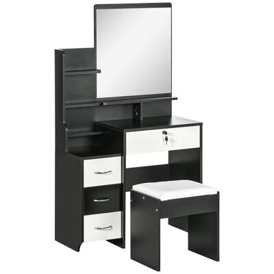 Toilette sgabello design contemporaneo multi-storage 4 cassetti 4 ripiani grande specchio