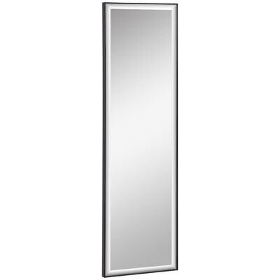 Espejo de pared de dimensiones 120L x 35L cm - película de seguridad antideflagrante, sistema de fijación incluido - marco de aleación de aluminio. negro