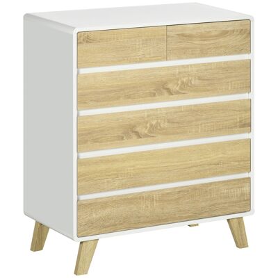 Scandinavian design chest of drawers - 6 drawers - MDF white panels with light oak look