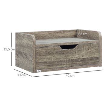 Lot de 2 chevets tables de nuit murales - tiroir coulissant, plateau - dim. 40L x 30l x 19H cm - panneaux aspect bois gris 3