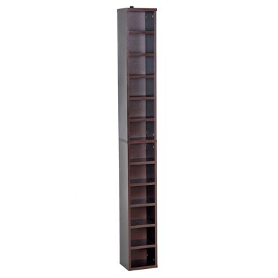 Estantería de columna Mueble de almacenamiento de CD 12 compartimentos 21L x 20W x 175H cm máx. 204 CD color nogal oscuro