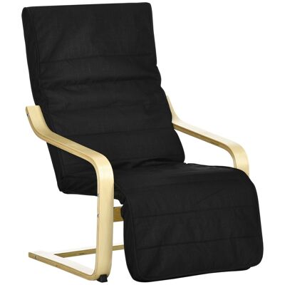 Sessel im nordischen Stil – verstellbare Fußstütze – abnehmbarer Bezug – schwarzer Stoff aus Birkenholz