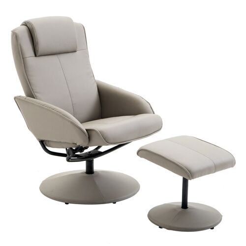 Fauteuil relax inclinable style contemporain avec repose-pieds revêtement synthétique acier gris