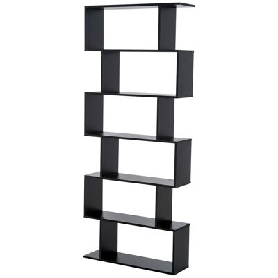 Bücherregal im Zick-Zack-Stil, modernes Design, 80 L x 23 B x 192 H cm, 6 Ebenen, schwarz