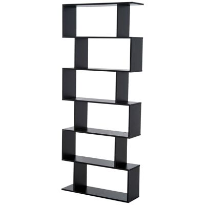 Libreria zig zag design contemporaneo 80L x 23L x 192H cm 6 livelli nero