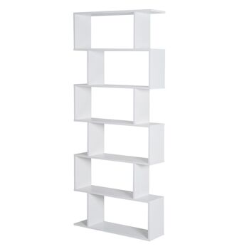 Bibliothèque étagère zig zag design contemporain 80L x 23l x 192H cm 6 niveaux blanc 1