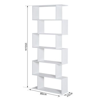 Bibliothèque étagère zig zag design contemporain 80L x 23l x 192H cm 6 niveaux blanc 3