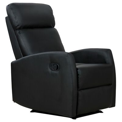 170° reclining relaxation chair with adjustable footrest, black synthetic covering