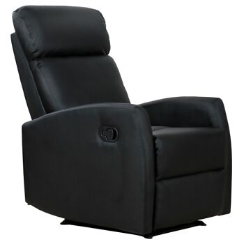 Fauteuil de relaxation inclinable 170° avec repose-pied ajustable revêtement synthétique noir 1