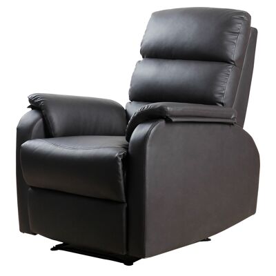 Reclining relaxation chair with adjustable footrest, dark brown synthetic covering