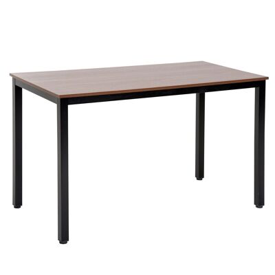 Table bureau informatique grand plateau 120L x 60l x 74H cm panneaux particules noyer métal noir