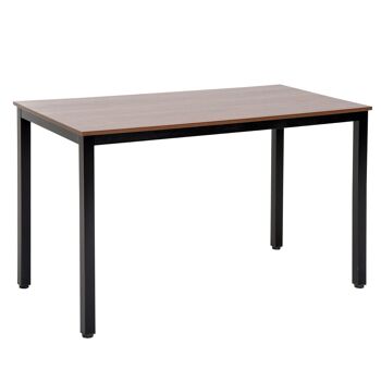 Table bureau informatique grand plateau 120L x 60l x 74H cm panneaux particules noyer métal noir 1