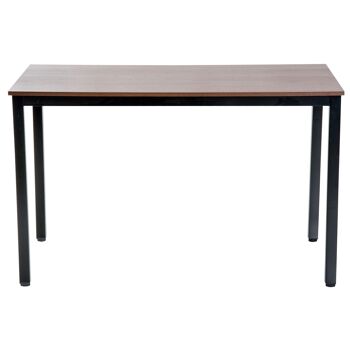 Table bureau informatique grand plateau 120L x 60l x 74H cm panneaux particules noyer métal noir 5