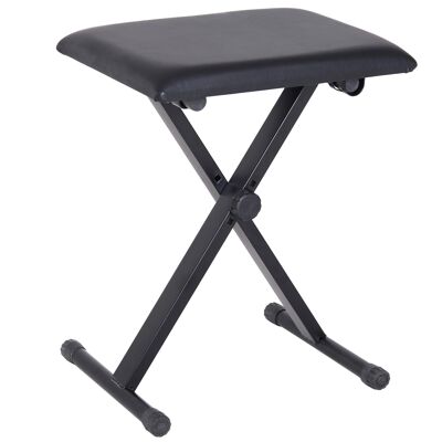 HOMCOM Bench stool adjustable foldable for piano and keyboard steel black synthetic coating