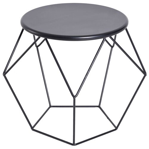 Table basse ronde design industriel néo-rétro dim. 51L x 51l x 44H cm plateau Ø 40 cm acier noir