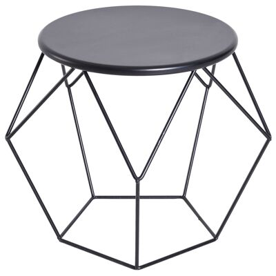 Tavolino rotondo design industriale neo-retrò dim.51L x 51L x 44H cm vassoio Ø 40 cm acciaio nero