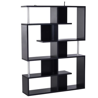 Librería separación de estantes diseño contemporáneo zig zag dim.120L x 29W x 160H cm paneles de partículas de metal negro