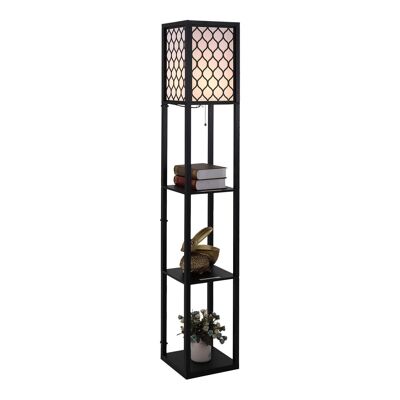 Floor lamp shelf lamp shelf 26L x 26W x 160H cm 3 shelves 4 levels MDF black honeycomb pattern