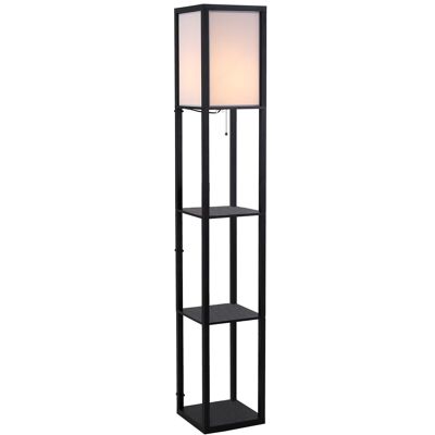 Lampada da terra mensola portalampada 26L x 26L x 160H cm 3 ripiani 4 livelli MDF nero