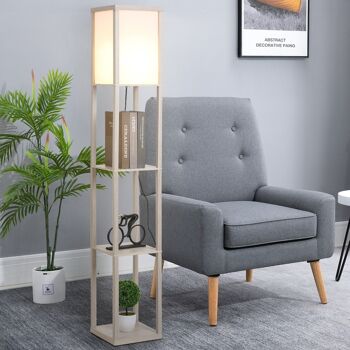 Lampadaire étagère lampe étagère 26L x 26l x 160H cm 3 étagères 4 niveaux MDF 5