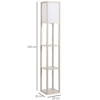 Lampadaire étagère lampe étagère 26L x 26l x 160H cm 3 étagères 4 niveaux MDF gris clair 3