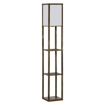 Lampadaire étagère lampe étagère 26L x 26l x 160H cm 3 étagères 4 niveaux MDF aspect bois vieilli