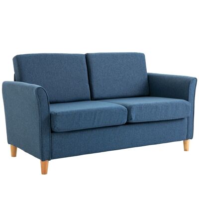 2-Sitzer-Sofa im skandinavischen Design, Maße: 141 L x 65 B x 78 H cm, Beine aus Massivholz, Leinenstoff