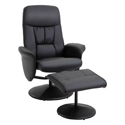 Contemporary style swivel recliner recliner with black synthetic upholstery footrest