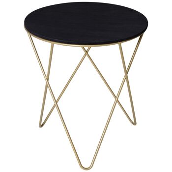 Table basse ronde design style art déco Ø 43 x 48H cm MDF noir métal doré 1