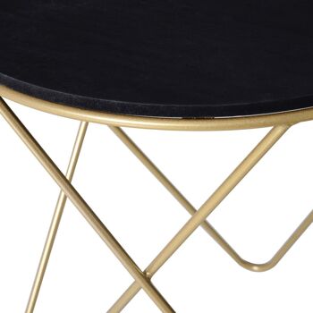 Table basse ronde design style art déco Ø 43 x 48H cm MDF noir métal doré 4