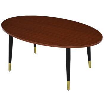 Table basse table d'appoint ovale multifonctionnelle dim. 100 x 60 x 42 cm aspect teck foncé 4