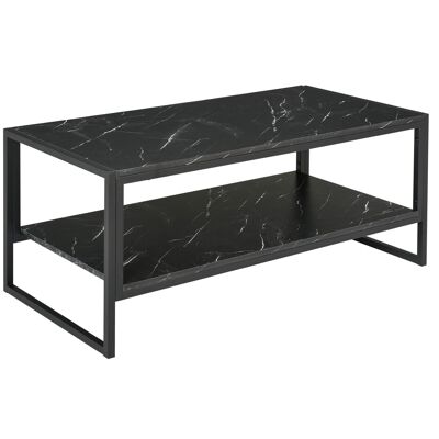 Modern Style Coffee Table with 2 Shelves 106 x 50 x 47 cm Black