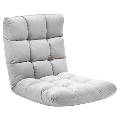 Sillón convertible sillón perezoso gran confort respaldo multiposición inclinable 90°-180° gris claro acolchado poliéster franela