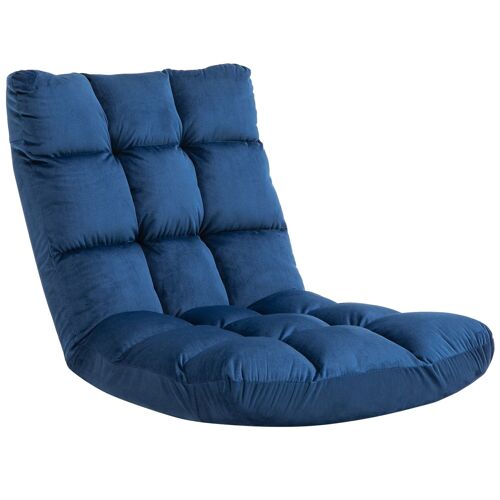 Fauteuil convertible fauteuil paresseux grand confort inclinaison dossier multipositions 90°-180° flanelle polyester capitonné bleu roi