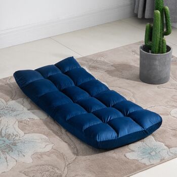 Fauteuil convertible fauteuil paresseux grand confort inclinaison dossier multipositions 90°-180° flanelle polyester capitonné bleu roi 4