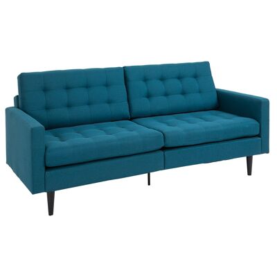 Sofá cama de diseño contemporáneo de 2 plazas, respaldo reclinable independiente, 3 posiciones, lino azul pato