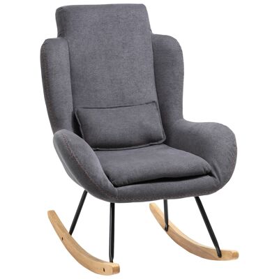Rocking chair ears rocking chair great comfort armrests seat back high density foam padding gray linen
