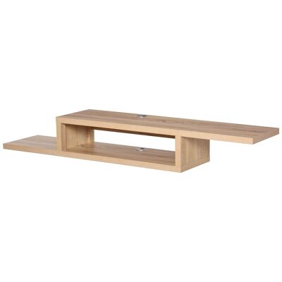 Design floating wall TV unit - floating wall shelf - niche, wire pass - light oak particle board