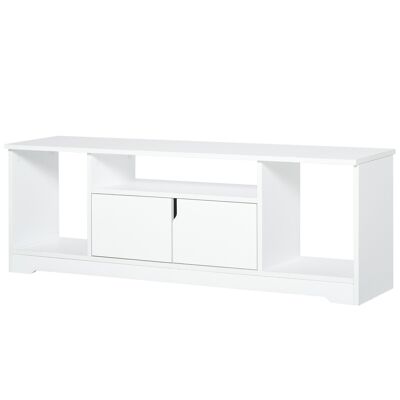 Mueble de televisión de diseño contemporáneo - 3 nichos, mueble de dos puertas - Dim. 120L x 30W x 41H cm - tablero de partículas blanco