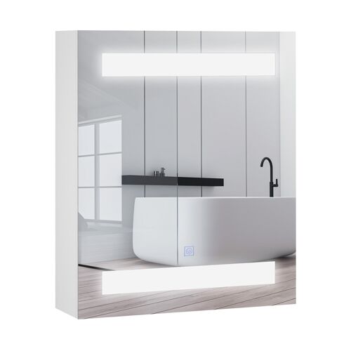 Miroir lumineux LED armoire murale design de salle de bain 2 en 1 dim. 50L x 15l x 60H cm MDF blanc