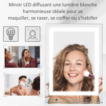 Miroir lumineux LED 22 W interrupteur tactile étagère intégrée 50L x 4l x 70H cm 4