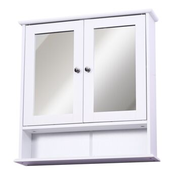 Armoire murale étagère salle de bain 56L x 13l x 58H cm double porte miroir étagère réglable MDF blanc 1