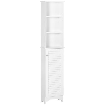 Mobile colonna bagno 3 nicchie armadio anta battente 3 ripiani MDF truciolare bianco