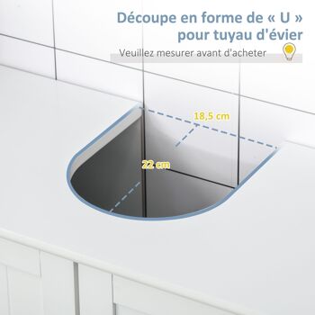 Meuble vasque - meuble sous-vasque - 2 portes rainurées avec étagère réglable - poignées métal chromé - dim. 60L x 30l x 60H cm - MDF blanc 5