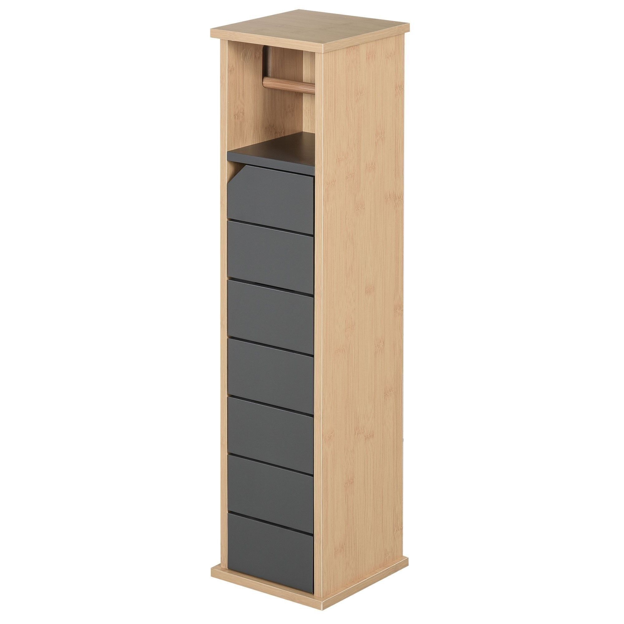 Support papier toilette - porte-papier toilette - armoire pour papier toilette - 2 niveaux + sortie papier MDF gris bambou