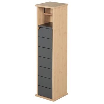 Support papier toilette - porte-papier toilette - armoire pour papier toilette - 2 niveaux + sortie papier MDF gris bambou 1