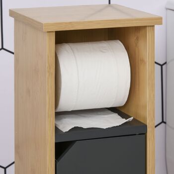 Support papier toilette - porte-papier toilette - armoire pour papier toilette - 2 niveaux + sortie papier MDF gris bambou 5