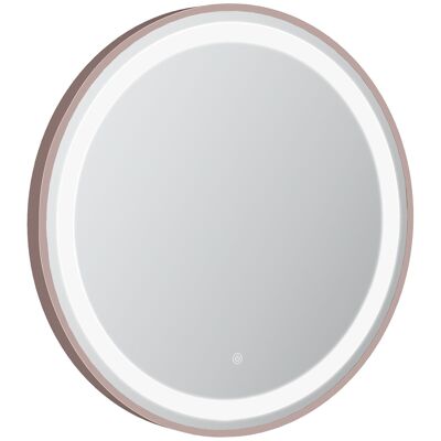 Specchio da bagno illuminato a LED 48 W - dim.Ø 60 x 4H cm - interruttore touch, luminosità regolabile - alu. colore oro rosa