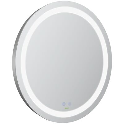 Specchio da bagno illuminato a LED 35 W - dim.Ø 60 x 4H cm - funzione antiappannamento, interruttore touch, luminosità regolabile - alu. bicchiere